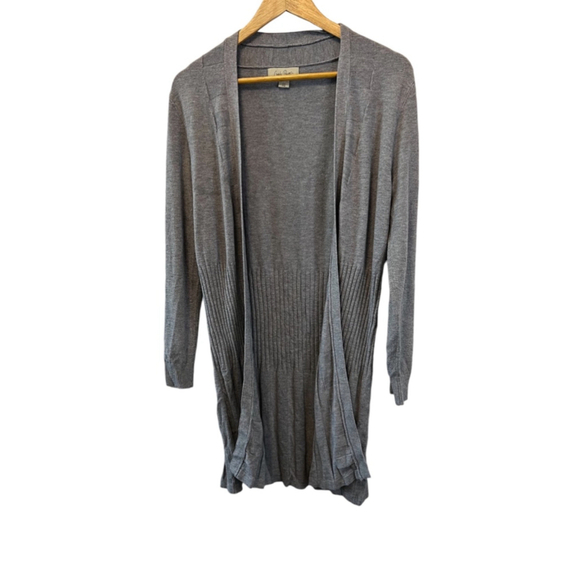 Charlie Paige Sweaters - CHARLIE PAGE Grey Ribbed Lightweight Open Long Sleeve Cardigan Sweater S/M